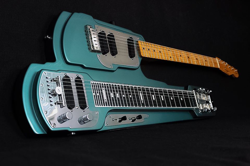 Ole Blue turquoise double-neck Stevens Guit-Steel